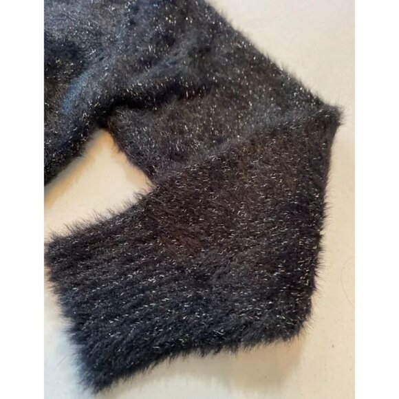 Black Fuzzy Long Sleeve Bolero Shrug 12 Months Black with Silver Flakes - Picture 3 of 4